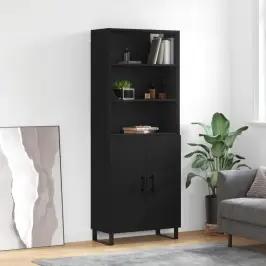 Komoda, Juodos Spalvos, 69,5X34X180cm Apdirbta Mediena