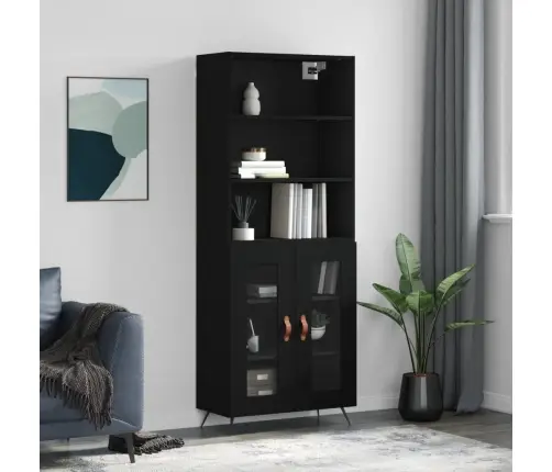 Augstais Skapis, Melns, 69,5X34X180 Cm, Inženierijas Koks Vidaxl