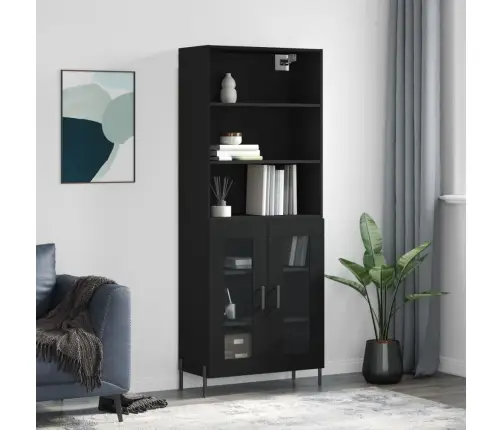 Augstais Skapis, Melns, 69,5X34X180 Cm, Inženierijas Koks Vidaxl