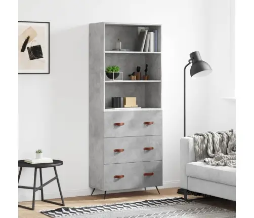 Augstais Skapis, Pelēks, 69,5X34X180 Cm, Inženierijas Koks Vidaxl