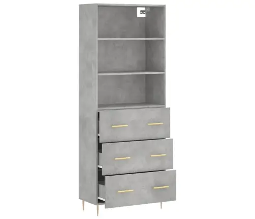 Komoda, Betono Pilkos Spalvos, 69,5X34X180cm Apdirbta Mediena