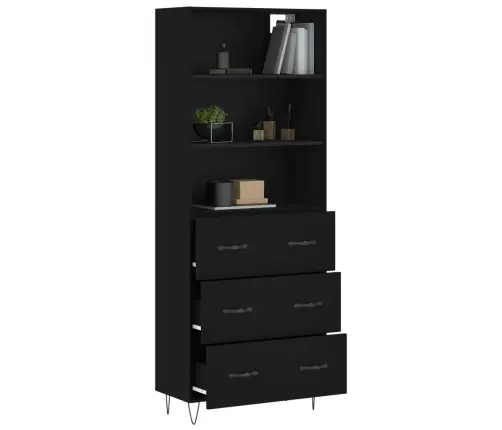 Augstais Skapis, Melns, 69,5X34X180 Cm, Inženierijas Koks Vidaxl