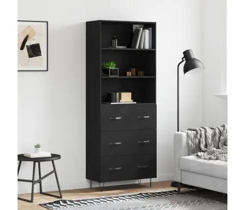 Augstais Skapis, Melns, 69,5X34X180 Cm, Inženierijas Koks Vidaxl