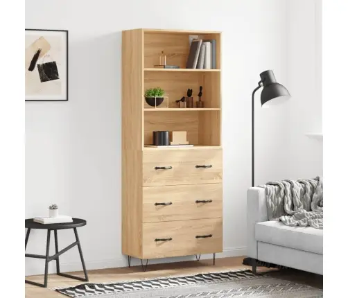 Kõrge Kapp, Sonoma Tamm, 69,5 X 34 X 180 cm Tehispuit