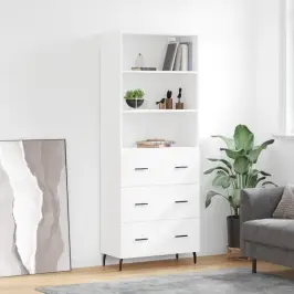 Kõrge Kapp, Valge, 69,5 X 34 X 180 cm Tehispuit