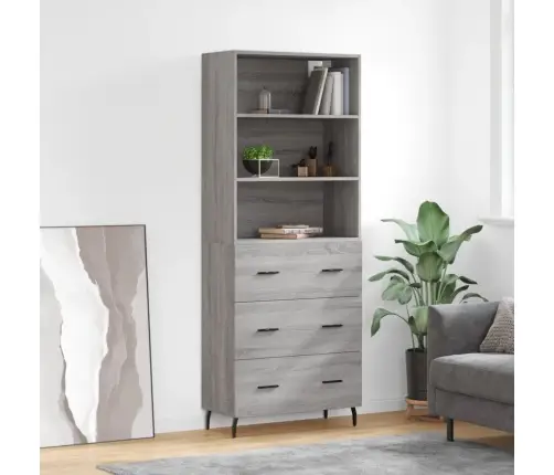 Augstais Skapis, Pelēks, 69,5X34X180 Cm, Inženierijas Koks Vidaxl