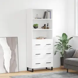 Kõrge Kapp, Valge, 69,5 X 34 X 180 cm Tehispuit