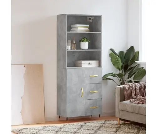 Augstais Skapis, Pelēks, 69,5X34X180 Cm, Inženierijas Koks Vidaxl