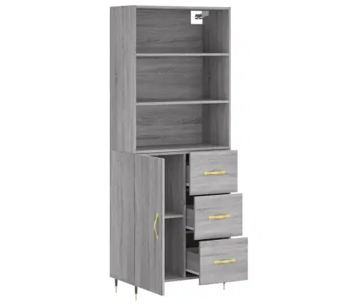 Augstais Skapis, Pelēks, 69,5X34X180 Cm, Inženierijas Koks Vidaxl