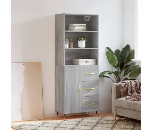 Augstais Skapis, Pelēks, 69,5X34X180 Cm, Inženierijas Koks Vidaxl