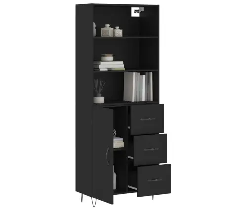 Kõrge Kapp, Must, 69,5 X 34 X 180 cm Tehispuit