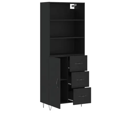 Kõrge Kapp, Must, 69,5 X 34 X 180 cm Tehispuit