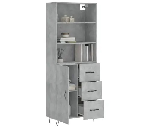 Augstais Skapis, Pelēks, 69,5X34X180 Cm, Inženierijas Koks Vidaxl