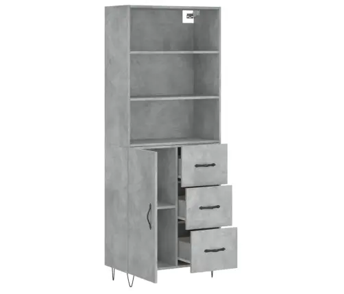 Augstais Skapis, Pelēks, 69,5X34X180 Cm, Inženierijas Koks Vidaxl