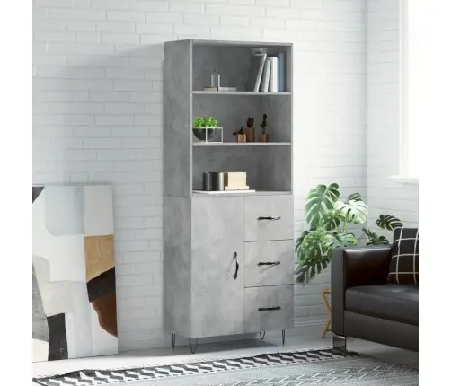 Augstais Skapis, Pelēks, 69,5X34X180 Cm, Inženierijas Koks Vidaxl