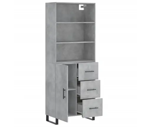 Augstais Skapis, Pelēks, 69,5X34X180 Cm, Inženierijas Koks Vidaxl