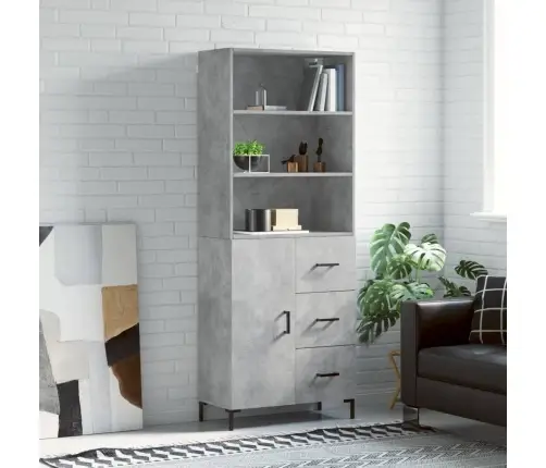 Augstais Skapis, Pelēks, 69,5X34X180 Cm, Inženierijas Koks Vidaxl