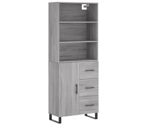 Augstais Skapis, Pelēks, 69,5X34X180 Cm, Inženierijas Koks Vidaxl