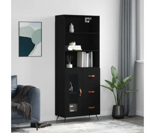 Augstais Skapis, Melns, 69,5X34X180 Cm, Inženierijas Koks Vidaxl