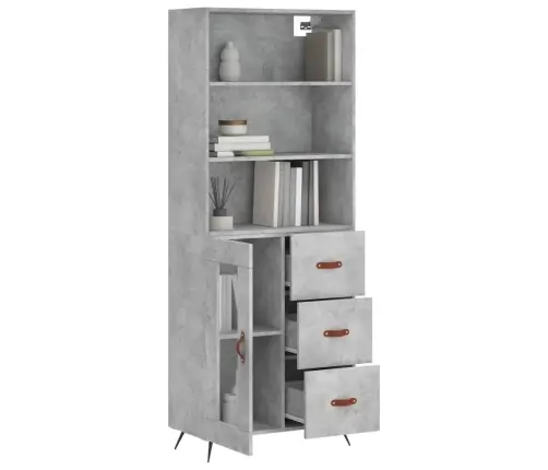 Augstais Skapis, Pelēks, 69,5X34X180 Cm, Inženierijas Koks Vidaxl