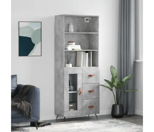 Augstais Skapis, Pelēks, 69,5X34X180 Cm, Inženierijas Koks Vidaxl