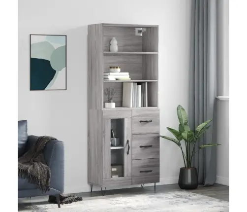 Augstais Skapis, Pelēks, 69,5X34X180 Cm, Inženierijas Koks Vidaxl