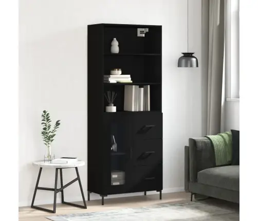 Komoda, Juodos Spalvos, 69,5X34X180cm Apdirbta Mediena Komoda, Juodos Spalvos, 69,5X34X180cm Apdirbta Mediena