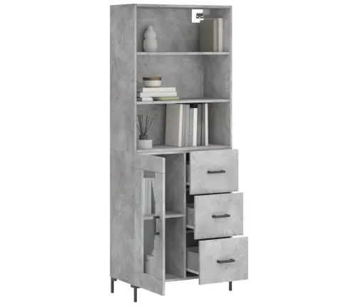 Augstais Skapis, Pelēks, 69,5X34X180 Cm, Inženierijas Koks Vidaxl