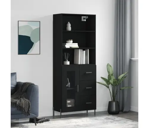 Augstais Skapis, Melns, 69,5X34X180 Cm, Inženierijas Koks Vidaxl