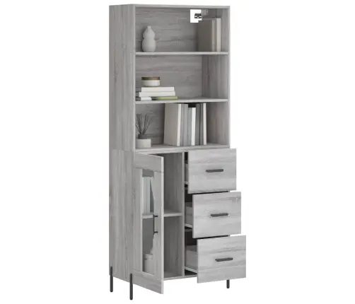 Komoda, Pilkos Ąžuolo Spalvos, 69,5X34X180cm Apdirbta Mediena Komoda, Pilkos Ąžuolo Spalvos, 69,5X34X180cm Apdirbta Mediena