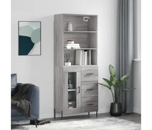 Komoda, Pilkos Ąžuolo Spalvos, 69,5X34X180cm Apdirbta Mediena Komoda, Pilkos Ąžuolo Spalvos, 69,5X34X180cm Apdirbta Mediena