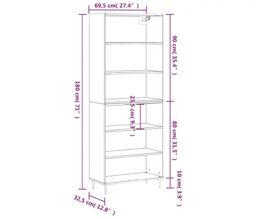 Komoda, Betono Pilka, 69,5X32,5X180cm Apdirbta Mediena Komoda, Betono Pilka, 69,5X32,5X180cm Apdirbta Mediena