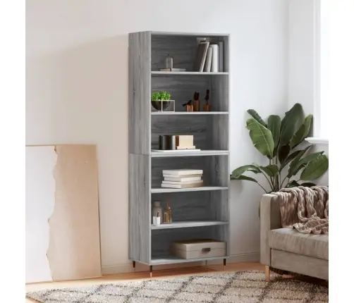 Augstais Skapītis, 69,5X32,5X180Cm, Inženierijas Koks, Pelēcīgs Vidaxl