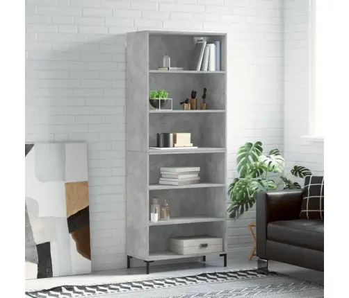 Augstais Skapītis, 69,5X32,5X180 Cm, Inženierijas Koks, Pelēks Vidaxl