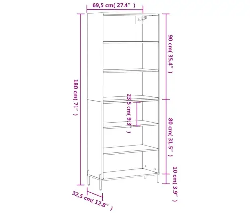 Komoda, Betono Pilka, 69,5X32,5X180cm Apdirbta Mediena