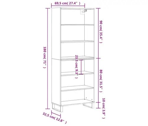 Komoda, Betono Pilka, 69,5X32,5X180cm Apdirbta Mediena