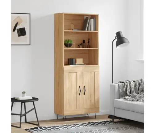 Komoda, Sonoma Ąžuolo Spalvos, 69,5X34X180cm Apdirbta Mediena