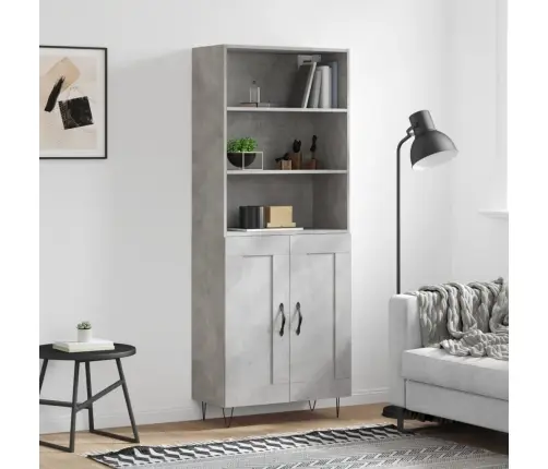 Augstais Skapis, Pelēks, 69,5X34X180 Cm, Inženierijas Koks Vidaxl