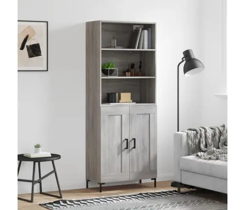 Augstais Skapis, Pelēks, 69,5X34X180 Cm, Inženierijas Koks Vidaxl