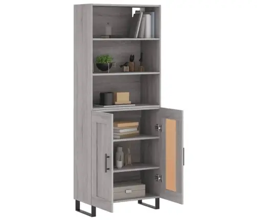 Augstais Skapis, Pelēks, 69,5X34X180 Cm, Inženierijas Koks Vidaxl