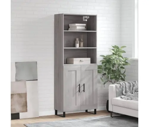 Augstais Skapis, Pelēks, 69,5X34X180 Cm, Inženierijas Koks Vidaxl