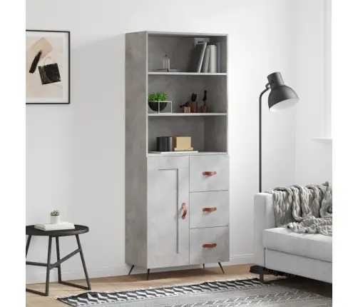 Augstais Skapis, Pelēks, 69,5X34X180 Cm, Inženierijas Koks Vidaxl