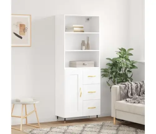 Kõrge Kapp, Valge, 69,5 X 34 X 180 cm Tehispuit