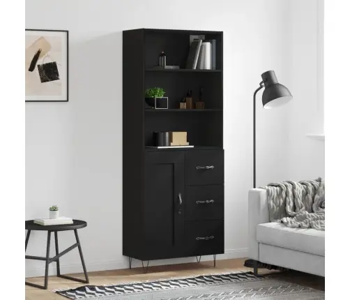 Augstais Skapis, Melns, 69,5X34X180 Cm, Inženierijas Koks Vidaxl