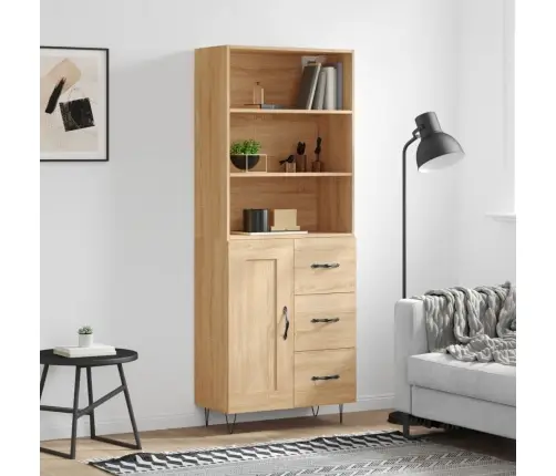 Kõrge Kapp, Sonoma Tamm, 69,5 X 34 X 180 cm Tehispuit