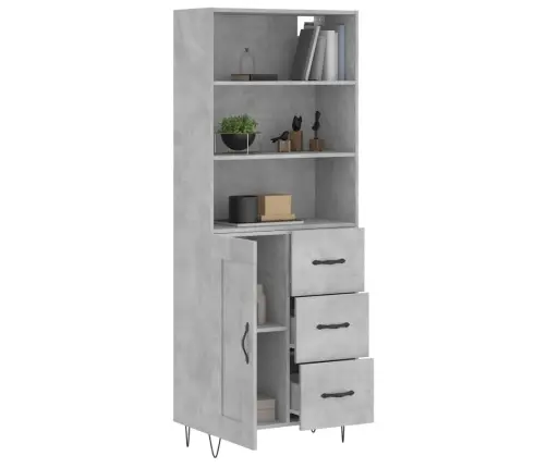 Augstais Skapis, Pelēks, 69,5X34X180 Cm, Inženierijas Koks Vidaxl