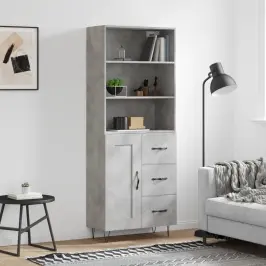 Augstais Skapis, Pelēks, 69,5X34X180 Cm, Inženierijas Koks Vidaxl