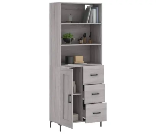 Augstais Skapis, Pelēks, 69,5X34X180 Cm, Inženierijas Koks Vidaxl