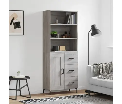 Augstais Skapis, Pelēks, 69,5X34X180 Cm, Inženierijas Koks Vidaxl