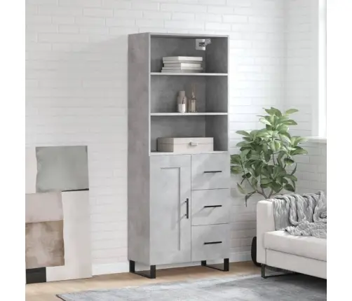 Komoda, Betono Pilkos Spalvos, 69,5X34X180cm Apdirbta Mediena